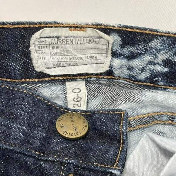 Current Elliott Skinny Jeans Women Size 26 Dark Cloud Cow Acid Bleach Moto Biker - Picture 9 of 12